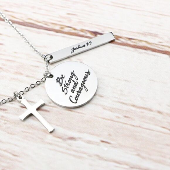 Cross Prayer Faith Bible Verse Religious Necklace - Picture 3 of 5